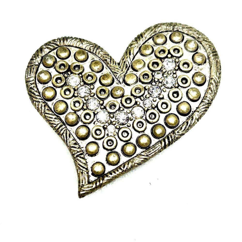 Chico’s Rhinestone Heart Brooch Signed AHA American Heart Association 2007